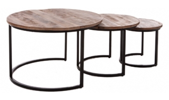 Trendy industriële salontafel set rond 3 delig