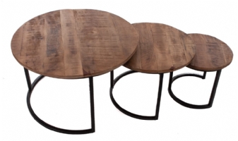 Trendy industriële salontafel set rond 3 delig