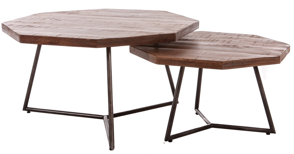 stoom As Meditatief Trendy industriële salontafel set van 2 Diangi aanbieding! - Salontafels  bij Poppeliers Meubelen